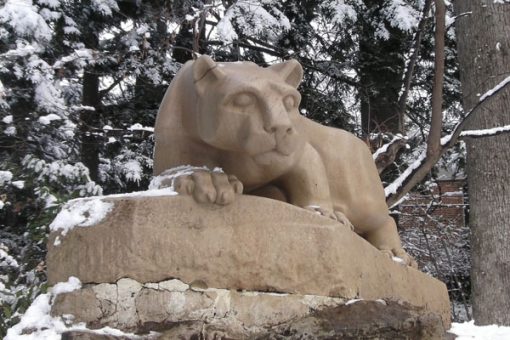 Nittany Lion Shrine in Snow During Winter