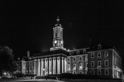 Penn State Old Main Lights at Night