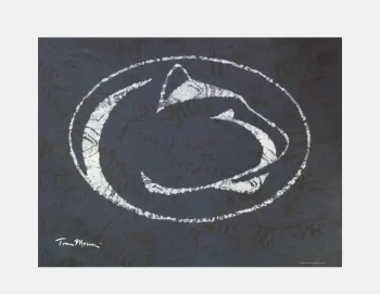 Lion Logo Blue Background by Tom Mosser